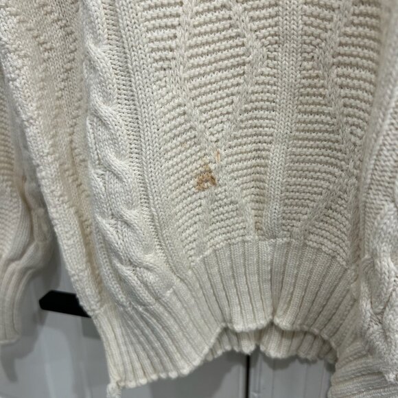 Jantzen Womens Ivory Cable Knit Crew Neck Sweater Size Medium Cozy Soft - Picture 5 of 9